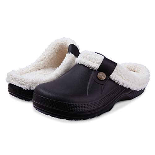 Shevalues Unisex Winter Fur Lined Clogs Garden Shoes Waterproof Indoor Outdoor House Slippers For Women thumb #1