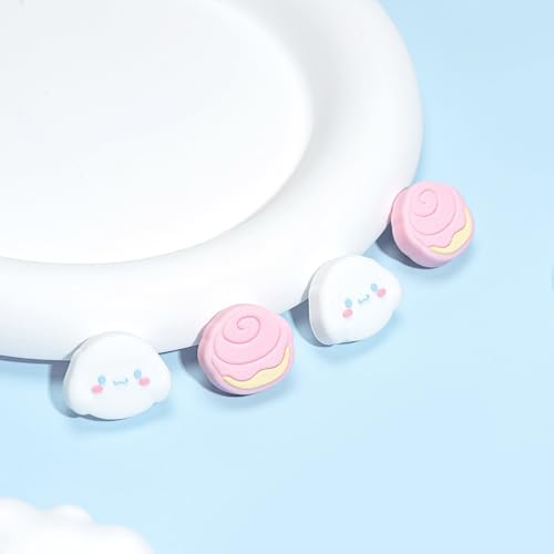 Kuitmor Thumb Grip Caps Compatible with Nintendo Switch 2, Silicone Joystick Grip Caps for Switch 2025, 4pcs, Cute Dog Style, Pink & White - 3