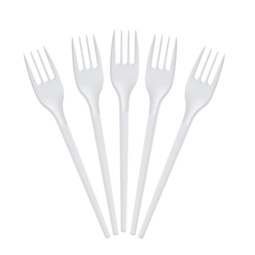 Paluplus 100 Forchette RIUTILIZZABILI di colore BIANCO, Lunghezza Stoviglie 16,5 cm, Resistenti fino a 70°C per 2 ore, Ideali per Feste, Picnic e Uso Quotidiano -0154F