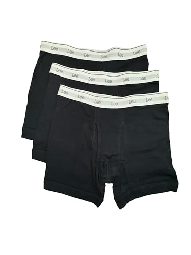 Lee Cotton Boxer Briefs, 3-Pack, 100% Cotton, Sizes Small-XX-Large, Classic Fit (US, Alpha, Small, Regular, Regular, Black-Black-Black)