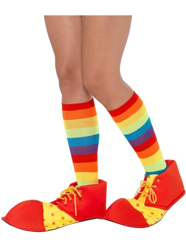Smiffys Couvre-chaussures de clown tachetées, Rouge jaune Halloween