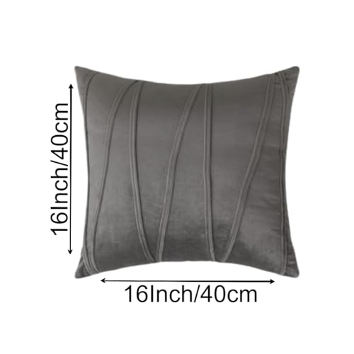 Image of Amazon Brand - Umi Decorative Striped Throw Pillow Covers 16 X 16 Inch,Soft Solid Velvet Pillow Covers Cushion Case with Zigzag Pattern for Sofa Bedroom 40 X 40 Cm (Pack of 5) Grey
