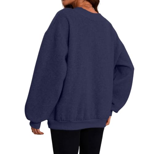 Womens V Neck Sweatshirt Oversized Fleece Sweat Shirts Winter Outfits - image 5