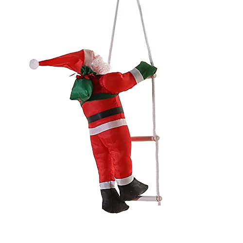 Papá Noel Sube la Escalera de Cuerda - Decoración para Colgar en la Escalada, Árbol de Navidad,...