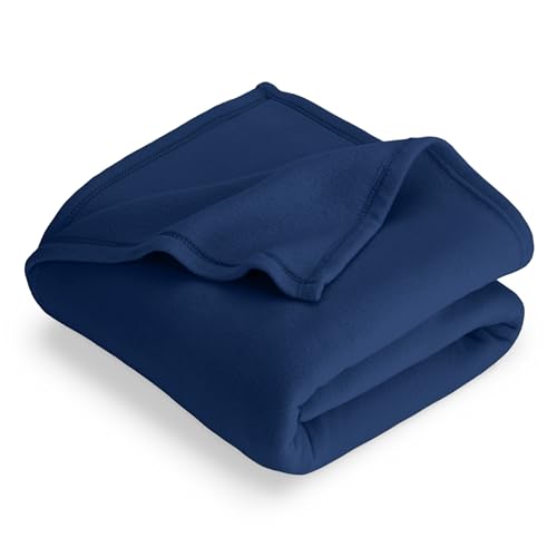 Bare Home Polar Fleece Blanket - Extra Long - Dark Blue - Warm & Cozy - Premium Fleece - Throw for Bed, Sofa, Camping, Travel and Cold Nights - Lightweight (Twin/Twin XL, Dark Blue)