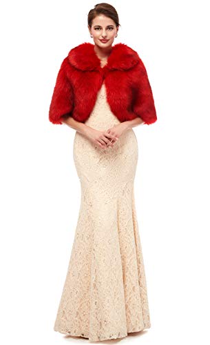Women's Faux Fur Coat Evening Party Shawl Shrug Wraps Stole2