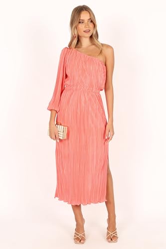 Image of Petal & Pup Women's Pontee One Shoulder Pleated Midi Dress