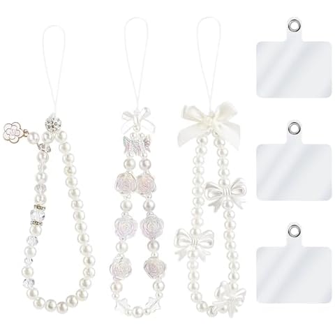 KALIONE 3 Pcs White Pearl Phone Charms Cover