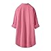 Casual Solid Color Button Up Collared Shirt For Women 3/4 Sleeve T Shirt Top Plain Tees for Women (XXL)F