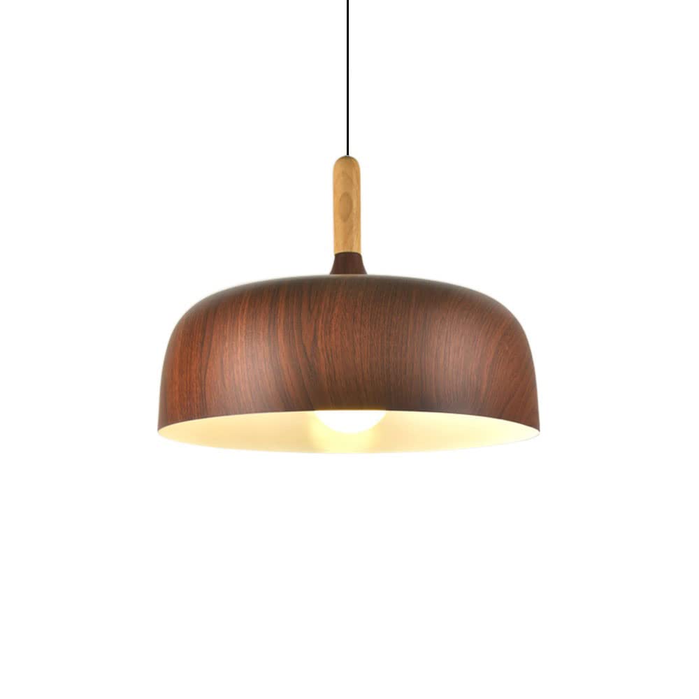 SYAXVOM Nordic E27/E26 Base Pendant Light - Adjustable Decorative Chandelier for Restaurant & Home, Reddish Brown Wood and Metal Ceiling Fixture(Brown)