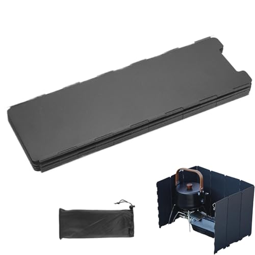 Parabrisas para estufa al aire libre, parabrisas plegable para estufa de campamento, parrilla de 10 placas con de transporte para camping, cocina, parrilla, mochilero
