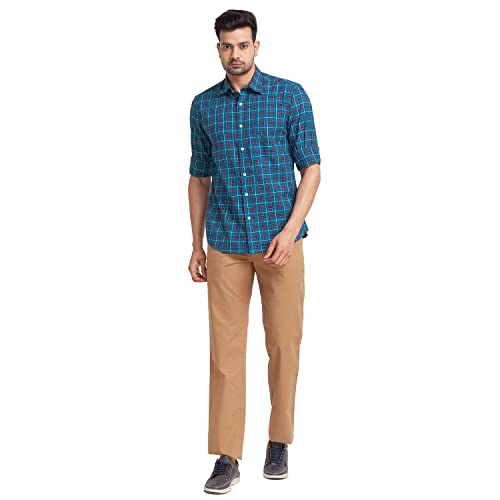Image of Colorplus Red Checks Tailored Fit Casual Shirts for Men