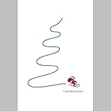 Vulkan-Druckerei OHG Einzelne Weihnachtskarte mit Umschlag: Klappkarte blanko mit Motiv Baum und Schlitten im Letterpress-Verfahren gedruckt