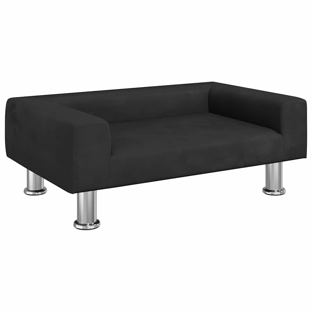 Sofa dla psa czarna aksamitna 70 x 45 x 26,5 cm