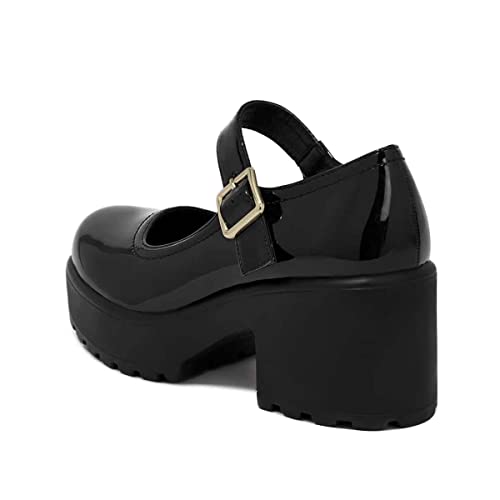 FYS Women Thick Platform Round Toe Mary Janes Block Chunky Mid Heel Pumps Cute Girls Outfit Daily Dress Shoes Size 4-15 US4