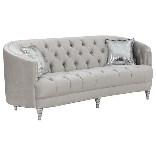 Coaster Avonlea Velvet C-Shaped Sofa Gray 508461