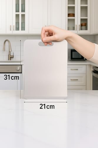 Image of PUREAGLE Stainless Steel Chopping Board for Kitchen Hygienic & Rust Proof - Cutting Board for Vegetables, Fruits, Meat, Kneading Dough, Cake Prep | Unbreakable, Heavy Duty, Easy to Clean