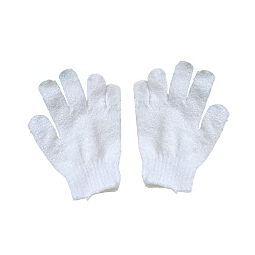 TOYZFRIENDY Guantes Exfoliantes de Ducha para Baño Manoplas de Cuerpo de Dedos Guantes Blancos Unisex para Exfoliación y Limpieza con Jabón y Gel de Ducha para Hombres y Mujeres