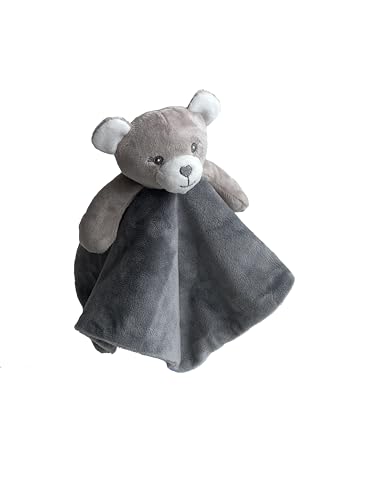 CREVENT Cozy Plush Baby Security Blanket Loveys for Baby Girls Boys, Stuffed Animal Ring Rattle Shaker Toy for Newborns (Bear)