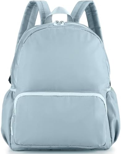 Cunno 1 Piece Nylon Backpack Kids School Backpack for Toddler Girls Boys Plain Waterproof Preppy Bookbags Travel for Student (Haze Blue)