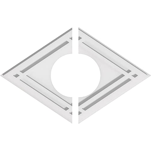 Image of Ekena Millwork CMP20X13DD2-06000 Diamond Architectural Grade PVC Contemporary, Two Piece Urethane Ceiling Medallions 20 inchW x 13 3 /8 inchH x 6 inchID x 7 inchC x 1 inchP