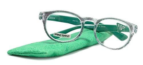 Grace, Premium Reading Glasses High End Readers +1.25 +1.50 +1.75 +3 Magnifying Glasses, Round. Optical Frames. Green. NY Fifth Avenue.