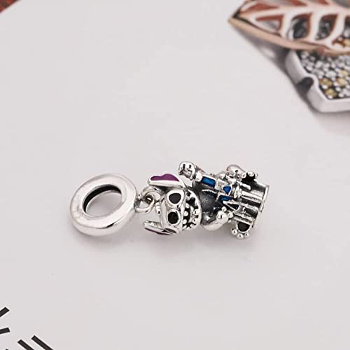 Stitch Castle Dangle Charm 925 Sterling Silver Pendant,Girl Jewelry Beads Gifts for Women Bracelet&Necklace3