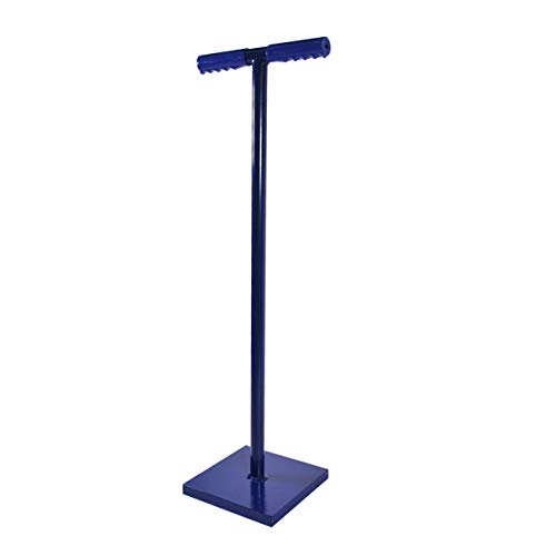 HELO Erdstampfer Betonstampfer aus Stahl 15 kg mit 2-Hand T-Griff, Handstampfer zum Verdichten mit 21x21 cm großer und 40 mm starker Grundplatte, Höhe: 80 cm, Gewicht: 15 kg, Farbe: Blau