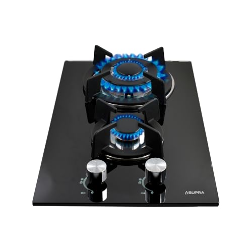 La Mejor Lista de Parrilla Empotrable Supra más recomendados. 41 SUPRA Parrilla a gas de 2 quemadores para empotrar de 32 cm, Mod. DOMINO GLASS
