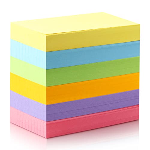 Tecmisse 1200 Pcs Ruled Index Cards, 3X5 Inches Colorful Index Cards, Heavy Note Cards, Study Cards For School, Learning, Memo Scratch Pad, 6 Colors #TOP3