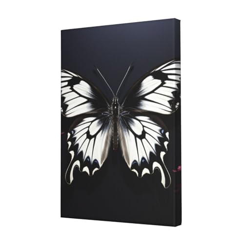 Toile papillons noirs et blancs LPSRTWE impression HD affiche suspendre salon 30x45 cm