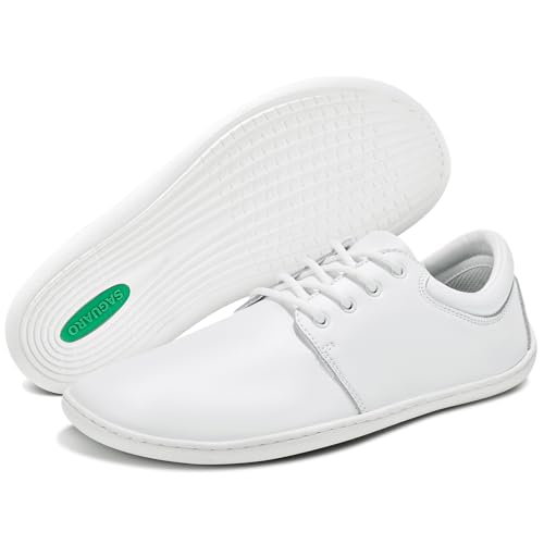 SAGUARO Barfußschuhe Herren Leder Barfussschuhe rutschfest Barefoot Shoes...