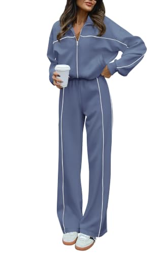 Image of BTFBM Women's Two Piece Tracksuit Fall 2026 Long Sleeve Zip Up Sweatshirt Long Pants Outfits Jogger Sweatsuit Sets