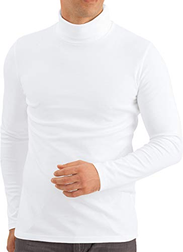 Hann Brooks Polo de esquí de Golf con Cuello Acanalado de Invierno gsm de algodón Pesado Blanco para Hombre (Reino Unido, Alpha, L, Regular, Regular, Blanco)