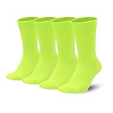 Sakusock Men's Colorful Combed Cotton Crew Socks Viscose– Dress Neon Vivid Color Crazy Fashion Socks 4-PACK (US, Numeric, 11, 14, Regular, Regular, Fluorescent Green)