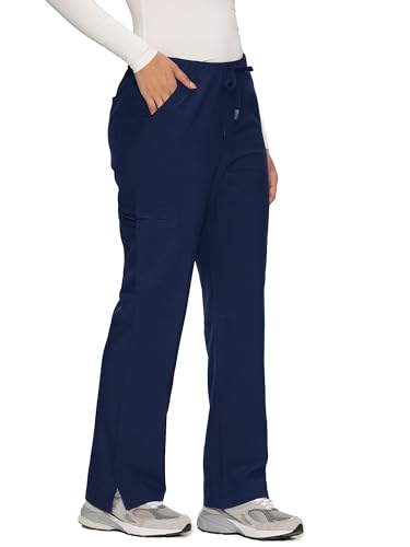 floralhue Womens Scrub Pants Soft Stretch Cargo with 8 Pockets Loose Fit Consider Sizing Down Navy Blue