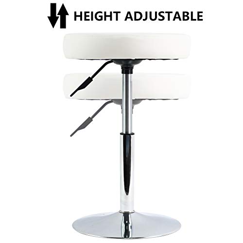 Image of FURWOO White Short Shop Stool - Height Adjustable Swivel Chair Stool for Office,SPA,Salon,Manicure and Tattoo Stations Small