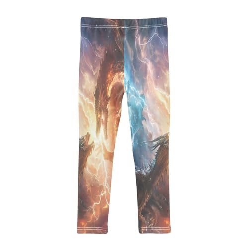 Toddler Girls Leggings Printed Yoga Pants Leggings Blue Yellow Dragon for Kids2