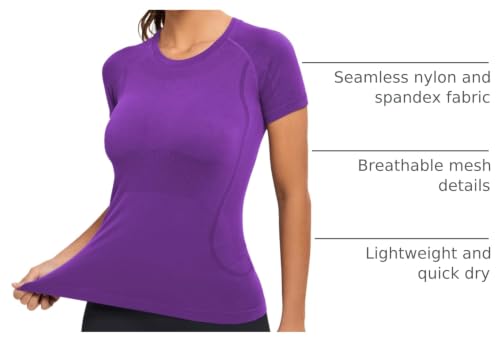 Image of MathCat Seamless Workout Tops for Women, Short Sleeve Compression Athletic Shirts Soft Yoga Gym Tops XS-XL