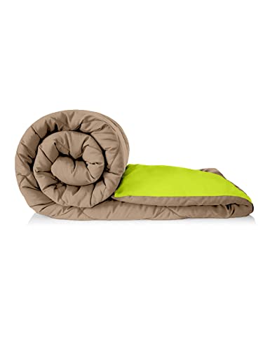 Image of Clasiko Reversible Single Bed Comforter; 60x90 Inches; 200GSM; Taupe & Green