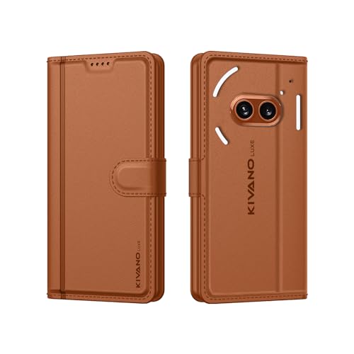 Image of KIVANO LUXE Compatible for Nothing Phone (2a) 5G / Nothing Phone (2a) Plus Luxury Handmade Leather Magnetic Flip Folio Case | Card Holder & Kickstand | Slim Protective Cover | Unisex - Brown