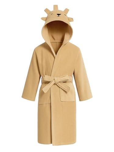 JiAmy Kinder Bademantel aus 100% Baumwolle mit Kapuze, Weicher & Saugfähiger Frottee Bademantel für Jungen & Mädchen 1–8 Jahre