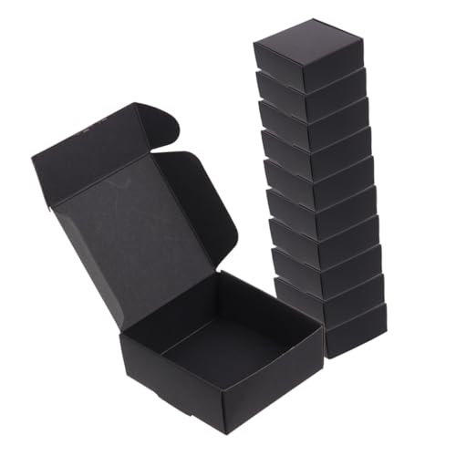 HIAKDOFT 25 piezas Caja de Embalaje Negra de Papel Kraft para Envío y Almacenamiento Unidades Resistentes y Reutilizables Diseño Anti-caídas y Compresible para Paquetería y Transporte