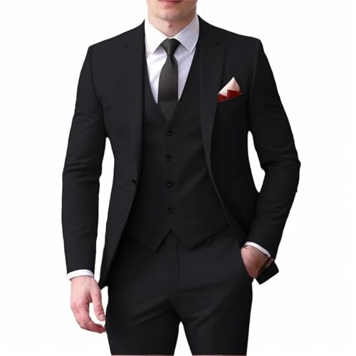Men's Tuxedo Blazer Jacket Notched Lapel Slim 3 Pieces Suit Blazer Vest Pant Set for Dinners Wedding3