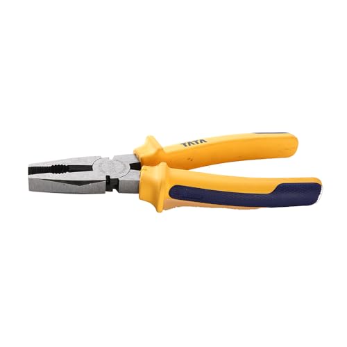 Tata Agrico 8 Inch (200 mm) Combination Plier with Anti-Rust Protection, Rubber TPR Cushion Grip | ISO Certified | Smooth Wire Cutting Tool for Gripping, Cutting, Twisting & Bending