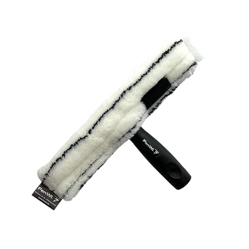 FenWi Fensterwischer schmal / 30cm Mikrofaser Einwascher mit Wischergriff...