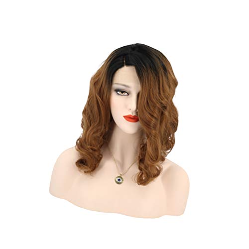 Lurrose Peruca de cabelo encaracolado de comprimento médio exclusivo Acessórios de cabelo elegantes