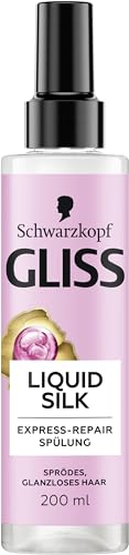 Gliss Balsamo per capelli Express Repair Liquid Silk (200 ml), balsamo per capelli straordinariamente morbidi, balsamo per la cura con protezione dal calore fino a 230 °C