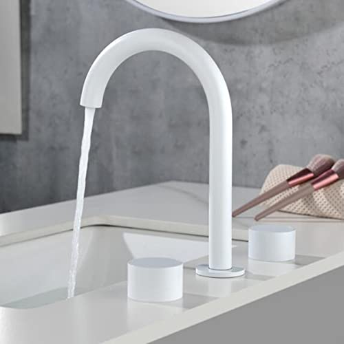 Robinet de lavabo de salle de bains blanc mitigeur 3 trous eau chaude - 3