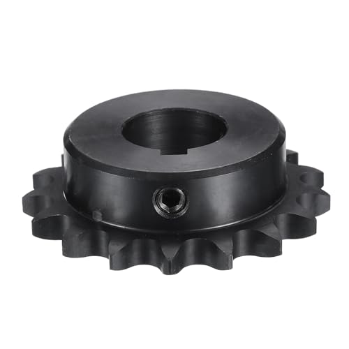 Image of uxcell #40 Chain Roller Sprocket B Type, 1 inch Bore 17 Tooth Single Strand Chain Sprocket, Carbon Steel, Keyway with Set Screws